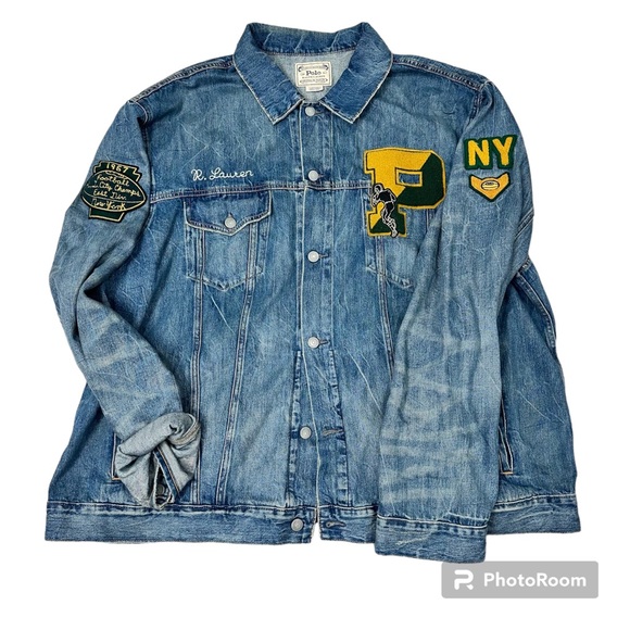 Polo Ralph Lauren Denim “RL Tigers” Jean Jacket 3xlt - Picture 2 of 7
